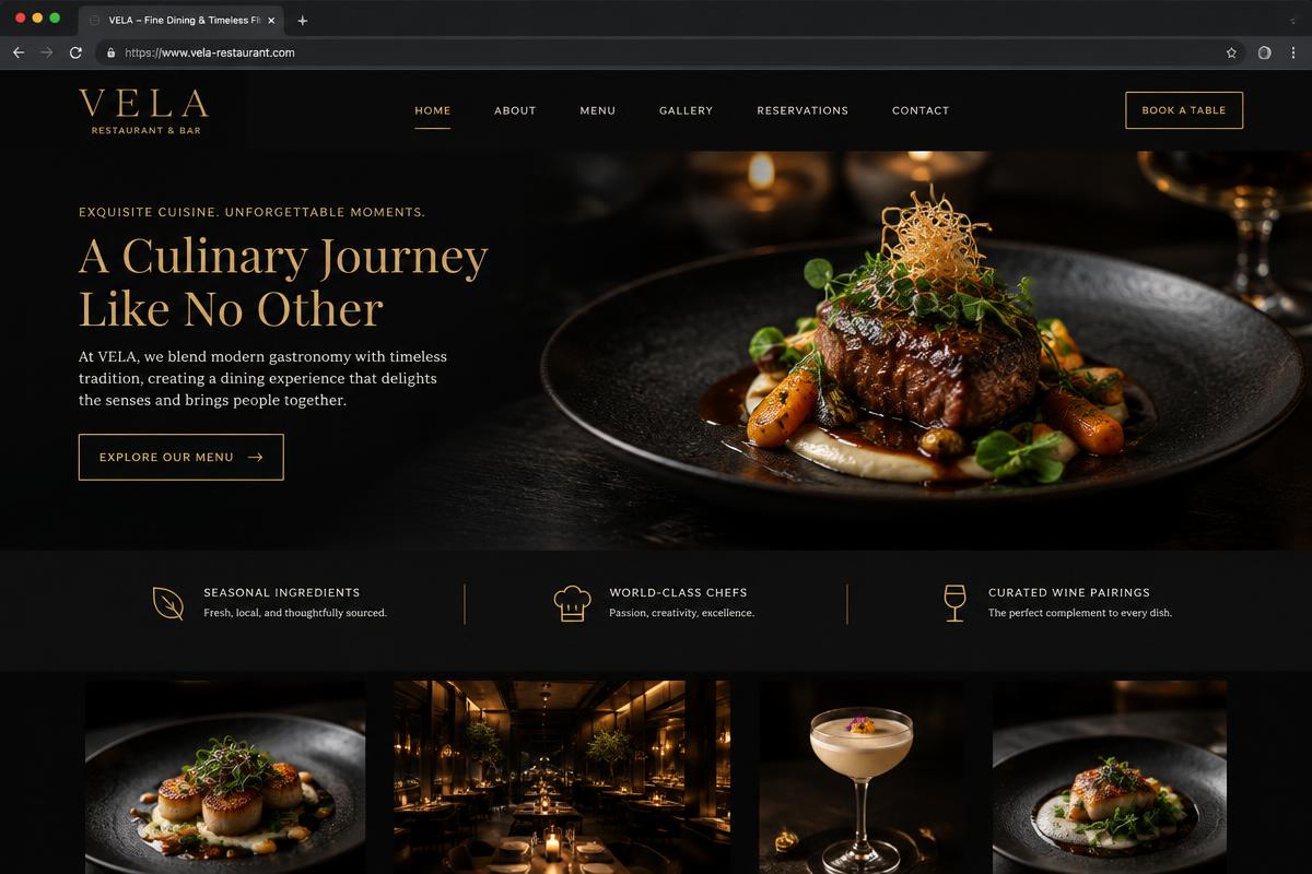 Capture du projet Vela — Restaurant